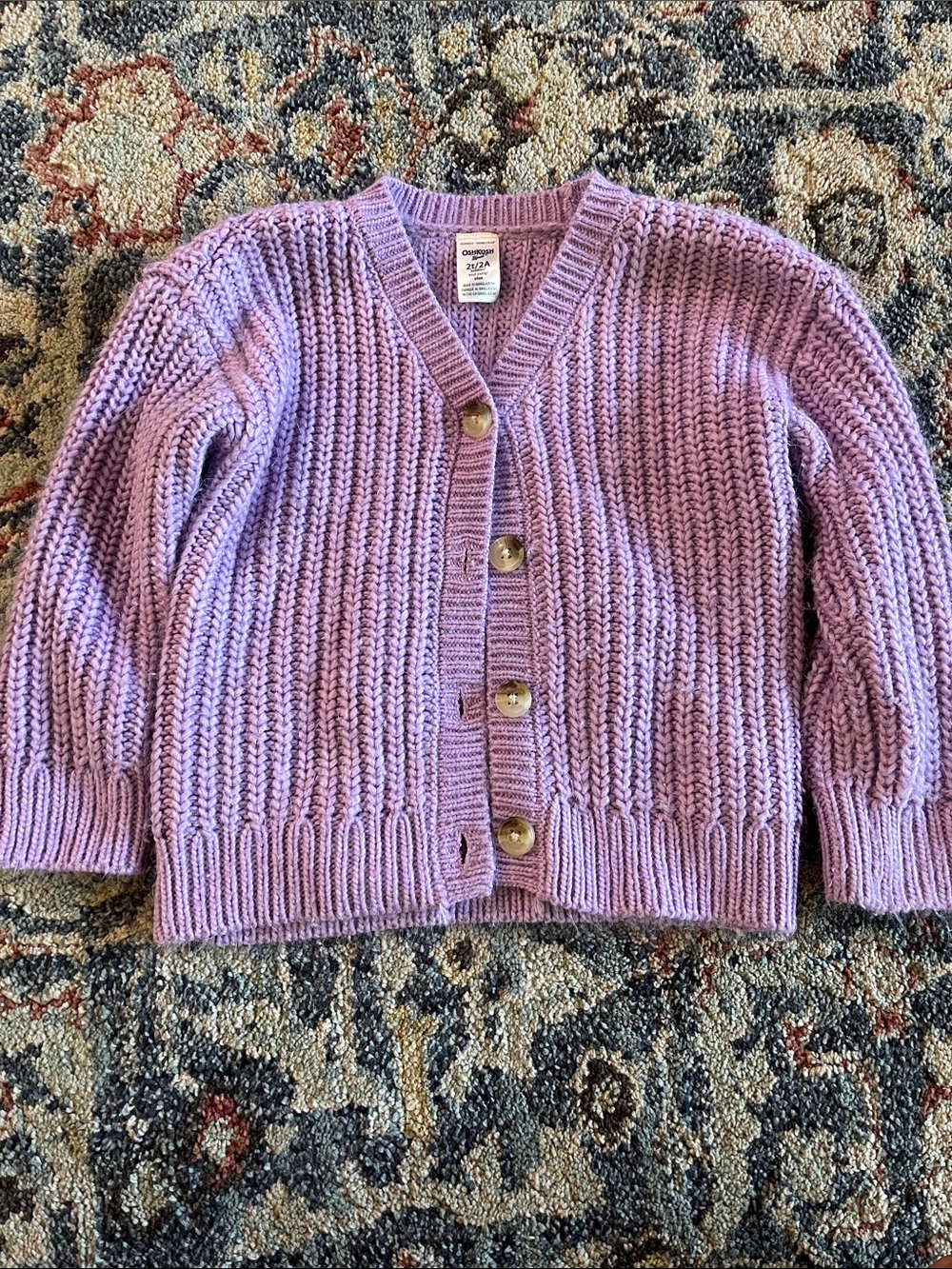 OshKosh B'gosh Lavender Chunky Knit Button-Front Cardigan